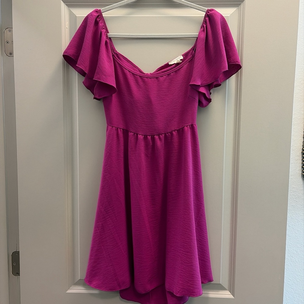 Flutter Sleeve Tie-Back Mini Dress